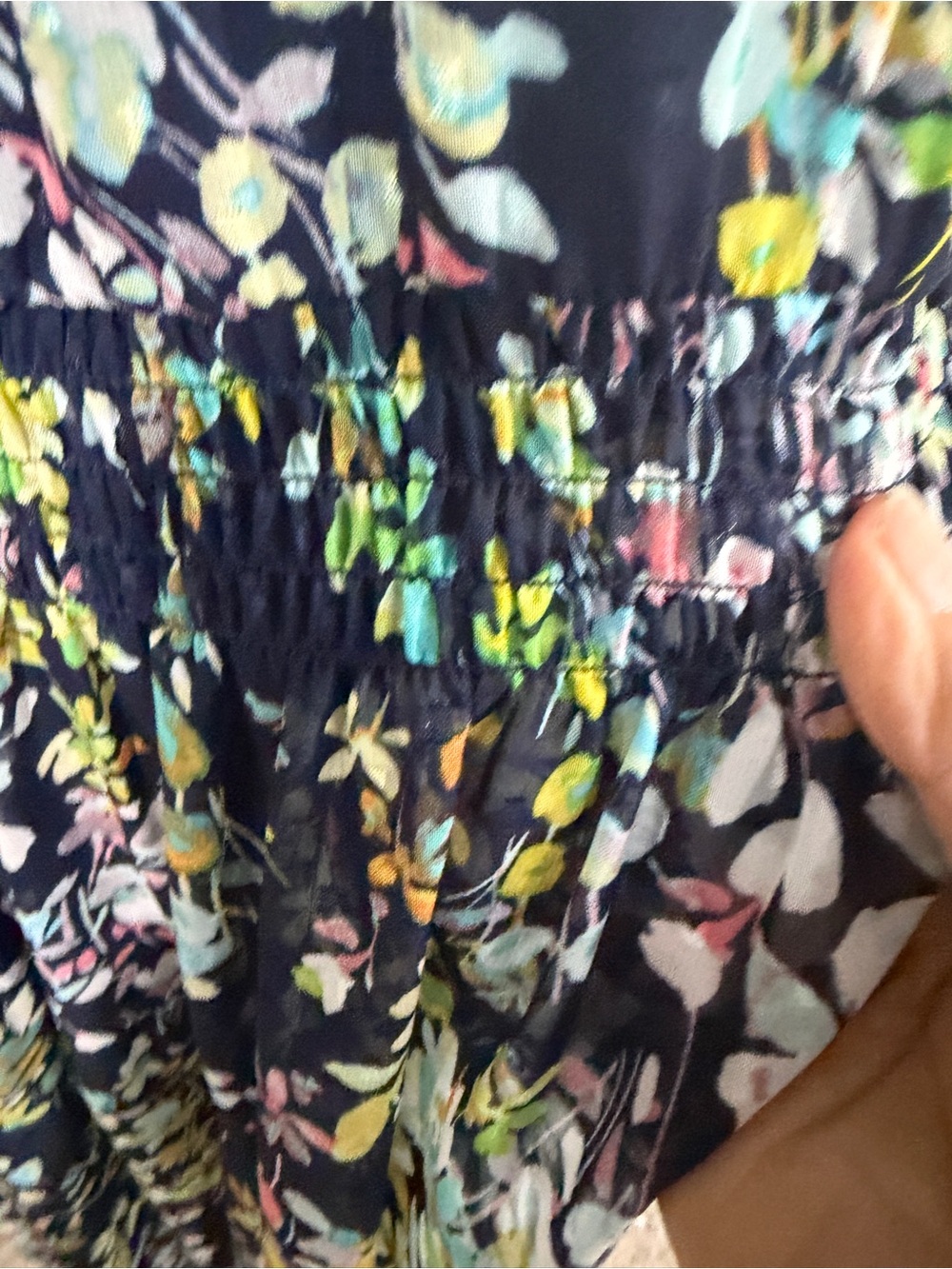 Julian Taylor Navy Floral Midi Dress with Green & Teal Print - Picture 4 of 13